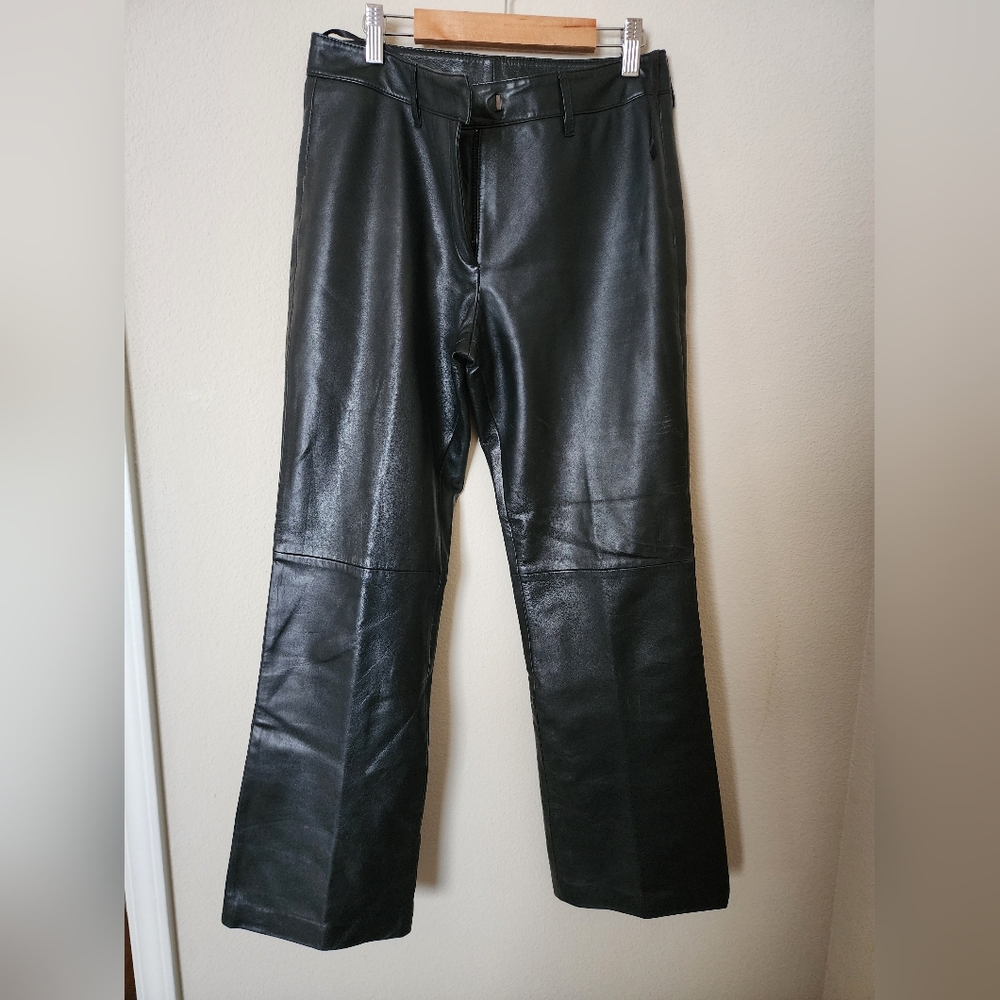 Vakko Sport Black Leather Pants 6P